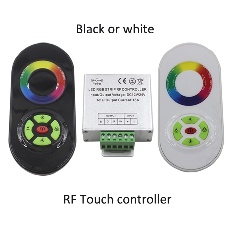 DC 12-24 v 18A Draadloze RF Touch Panel RGB 5 toetsen Afstandsbediening Black Touch Controller voor led strip 5050 2835 3528 3014