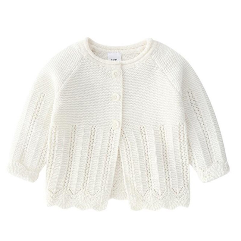 Angou Newborn Baby Girl Princess cappotto tinta unita scava fuori Cardigan cappotto neonata stile coreano maniche lunghe cappotto bambino bambino: BS7028 white / 3T-100