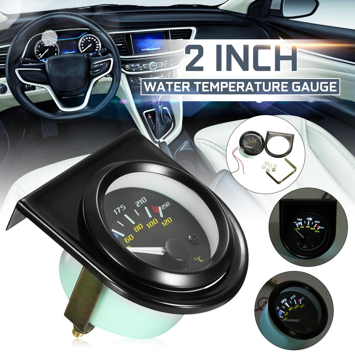 Universal 2 Inch 52mm Car Dual Analog Water Temperature Temp Gauge 40-120 C/100-250F White LED for 12 Volt System