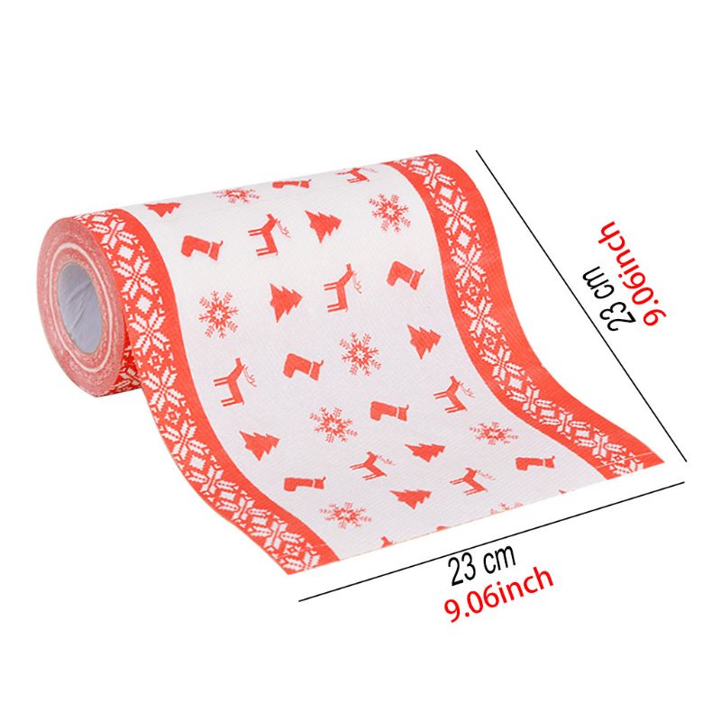 Christmas Disposable Kitchen Paper Towel Roller Cute Cartoon Elk Santa Snowman Printed Dishes Cleaning Tissue Gadgets