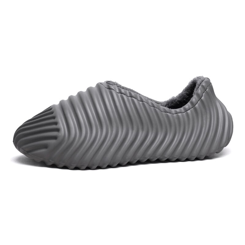 Warm Alien Skeleton Shoes For Men Winter Comfortable Slip-On Slides Slippers Outdoor Walking Fur Sneakers Male Chaussures: Grey / 42