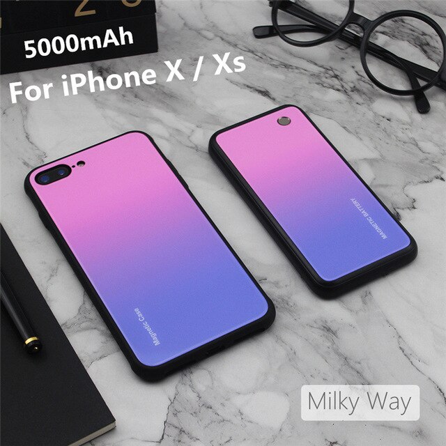 KQJYS Magnetic Battery Charger Cases for iPhone Xs Max Portable Wireless Power Bank Power Case for iPhone XR Battery Case: Pink  For X  XS