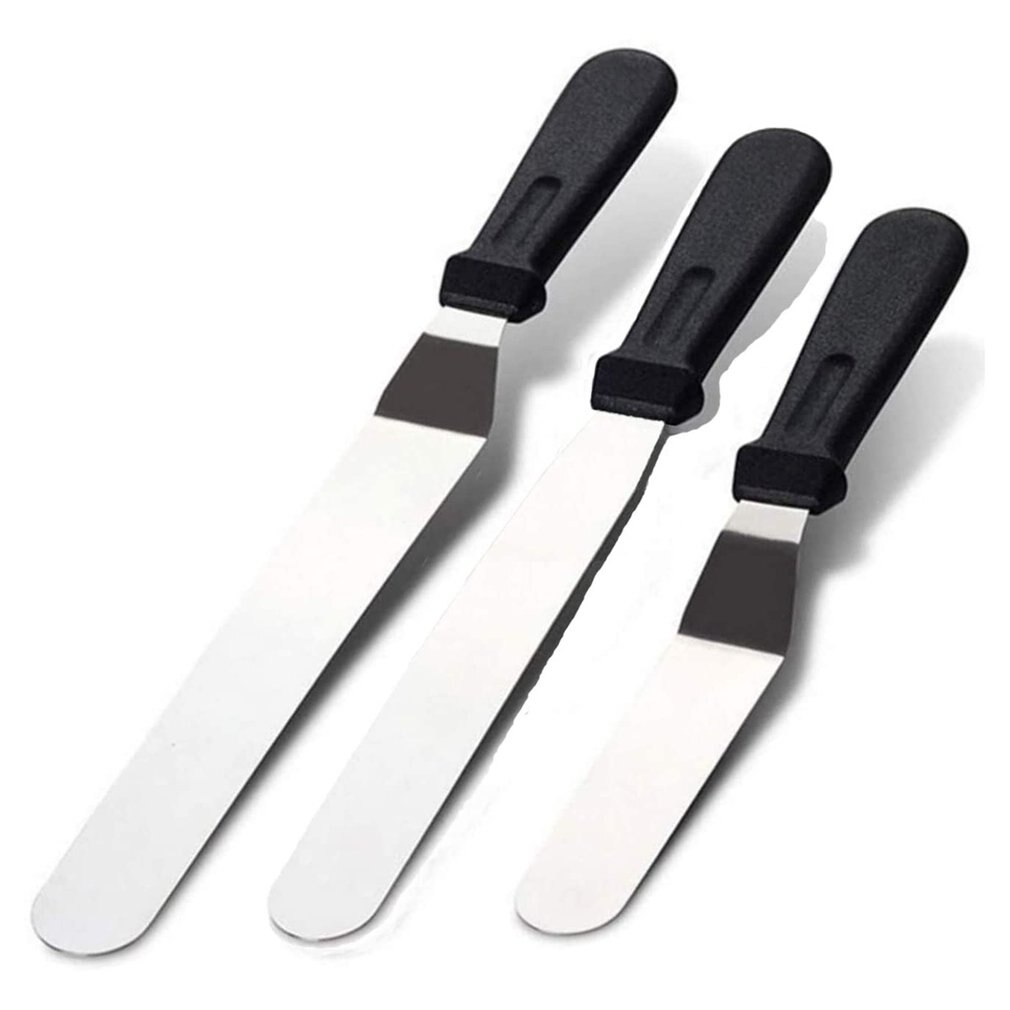 Spatule à glaçage en métal et acier inoxydable, couteau à crème pour gâteau au beurre, décoration de pâtisserie, 3 pièces