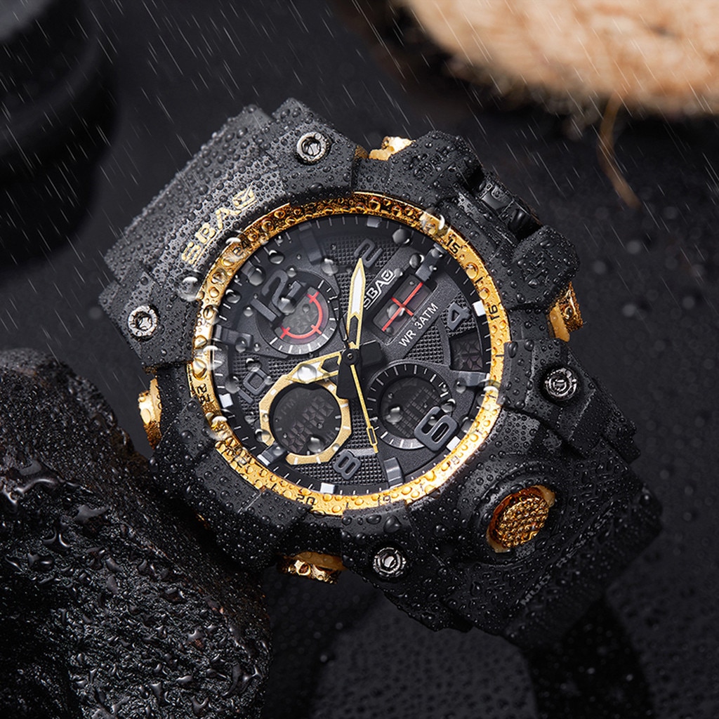 Sbao-relojes deportivos para hombre, pulsera electrónica Digital Led de cuarzo Tpu