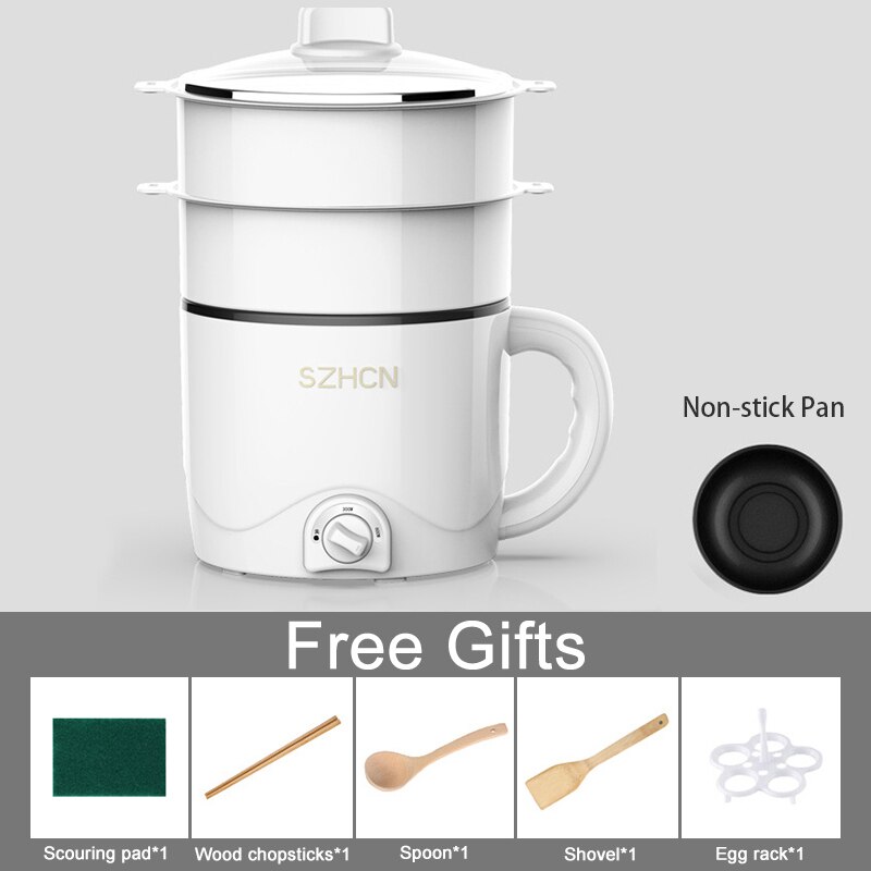 220V Mini Multifunction Electric Cooking Machine Household Single/Double Layer Pot Multi Electric Rice Cooker Non-stick CF42: As shown1