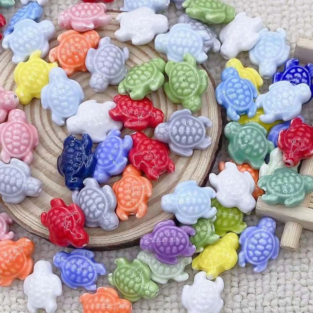 Cuentas de tortuga marina hechas a mano, 10 piezas, espaciador de cerámica de , cuentas sueltas, Kit DE FABRICACIÓN de pulseras 3D: Morado
