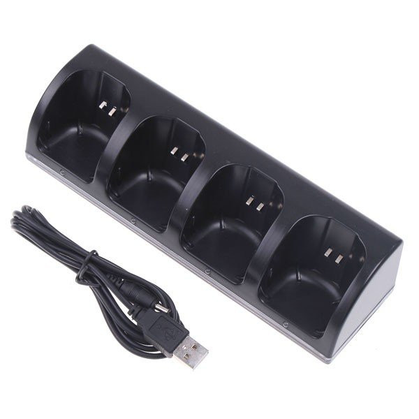 Black Charger Dock Station 4 Batterij Packs voor Nintendo Wii Afstandsbediening