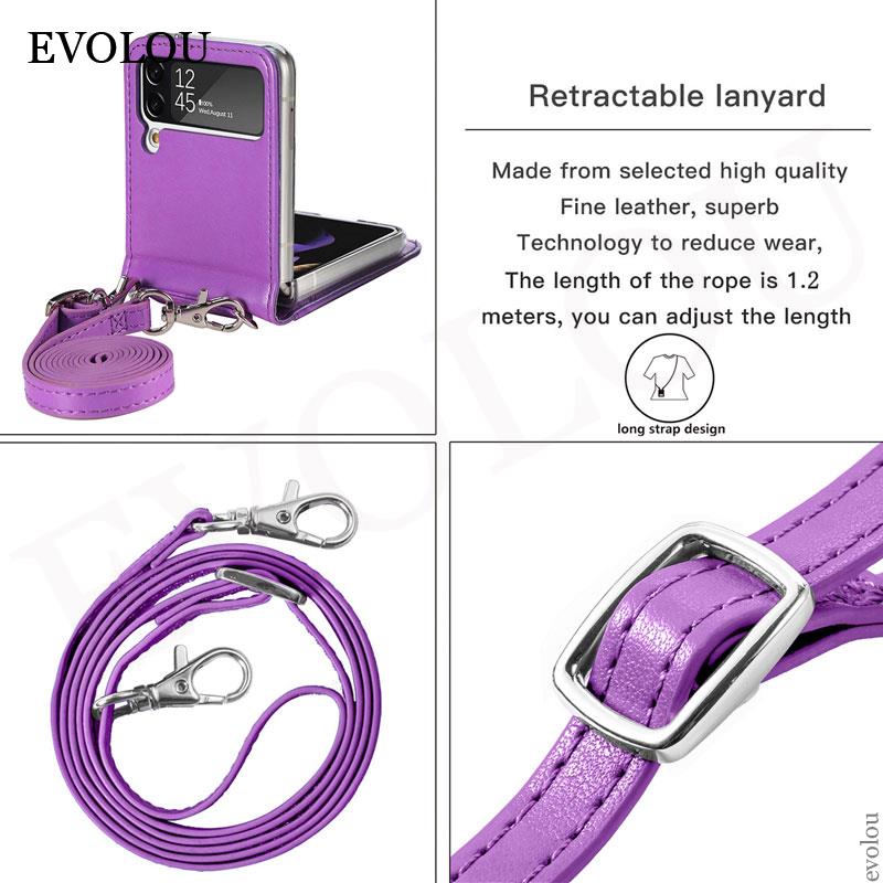 Crossbody Leder Halsband Tas für Samsung Galaxis Z kippen 3 5G - Brieftasche Kartenhalter Hülle
