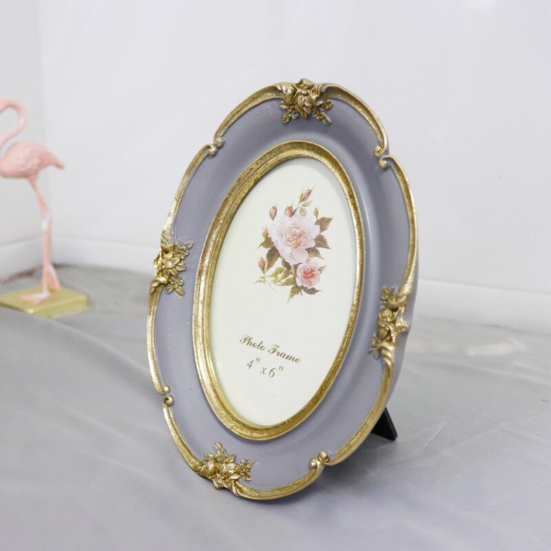 American Purple 6-inch 7-inch Oval Photo Frame Set-up European-style High-end Picture Frames Retro Old Palace Carved