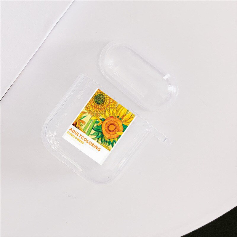 Fiore di Girasole Rosa Auricolare Custodia Per Airpods 2 1 Auricolare Senza Fili di Bluetooth di Caso Molle di TPU Del Silicone Capa Coperchio Trasparente