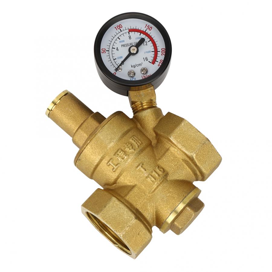 DN25 1'' Brass Adjustable Water Pressure Reducing Regulator Reducer Gauge Meter