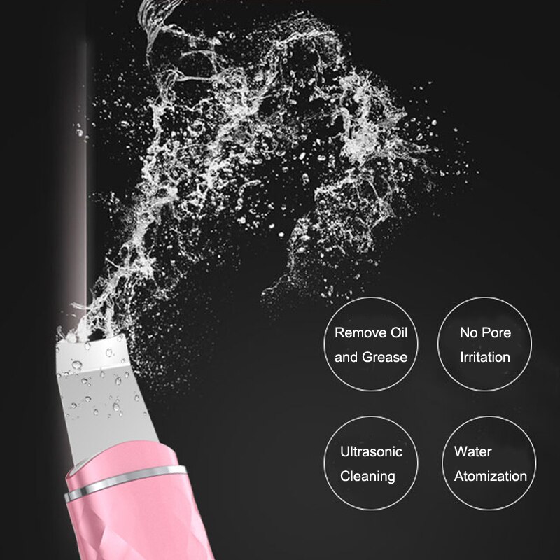 Limpiador ultrasónico para piel, herramienta de limpieza profunda, espátula exfoliante, limpiador de poros faciales, eliminador de espinillas, masaje EMS Estiramiento Facial