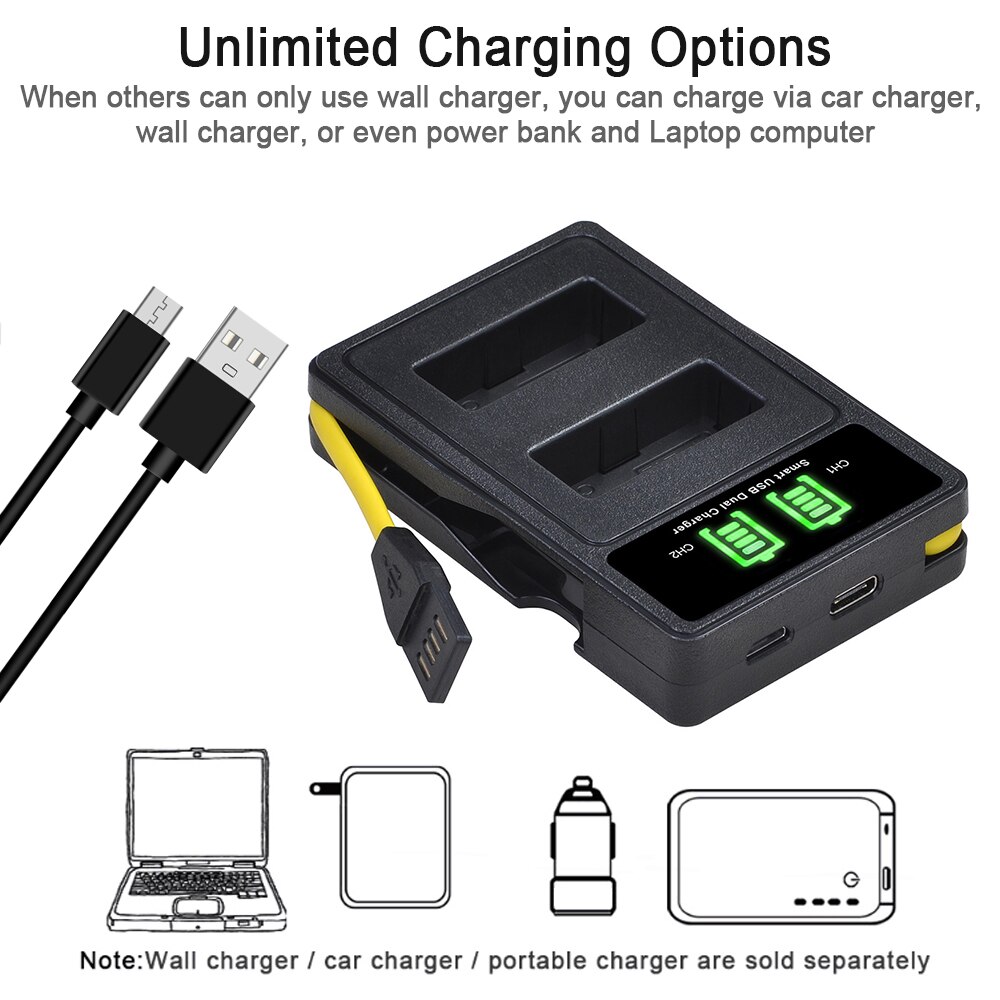 LP-E12 LPE12 LP E12 Batteria Ricaricabile + LED Dual USB Caricabatteria per Canon Rebel SL1, EOS-M, EOS M2, EOS M10, EOS M50, EOS M100