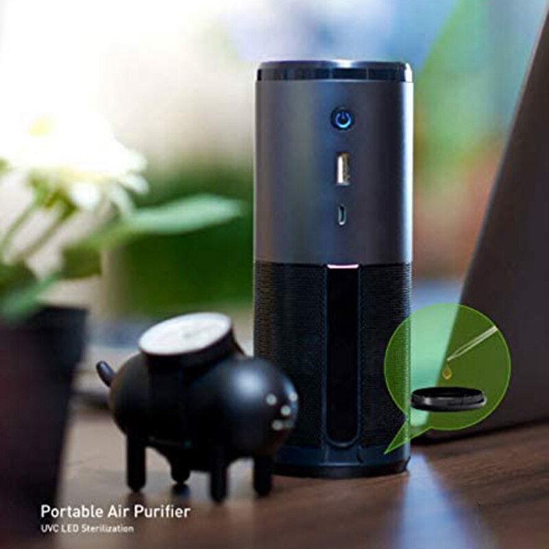 Tragbarer uv-luftreiniger fürs Auto, hepa-Filter, aromatherapie, tötet 99.9%  % der viren und bakterien ab, usb-anschluss, schwarz