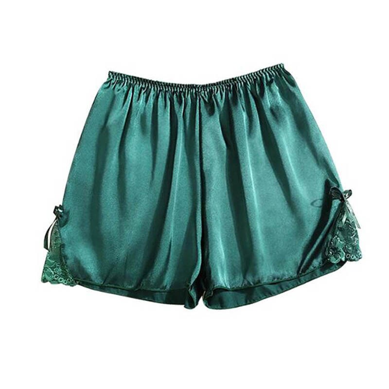 Pantalones cortos de dormir para mujer, ropa de dormir con cintura elástica sedosa, de satén,