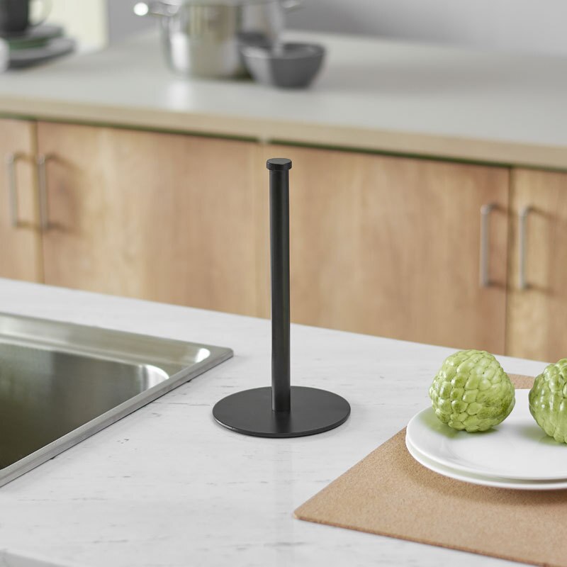 Desktop Rack Tissue Paper Holder Kitchen Roll Stainless Steel Storage Organizer Shelf Black Home Toilet Desktop Paper Holder