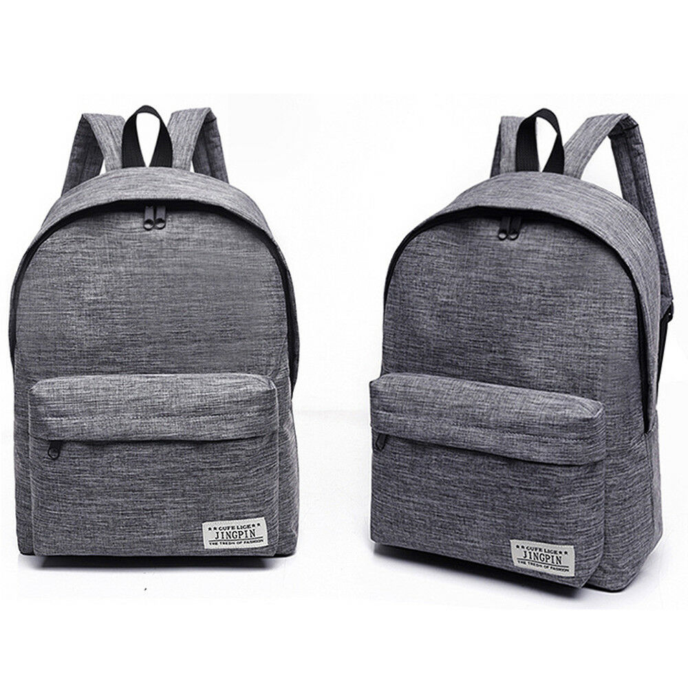 Décontracté hommes femmes universel sac à dos angleterre style toile sac d'école couleur unie Portable sac à bandoulière: Gris