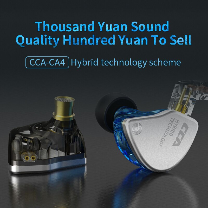 CCA CA4 IN Ear auricolari IN metallo tecnologia ibrida Hifi Bass auricolari cuffie con cancellazione del rumore KZ ZAX ZSX microfono gamer cablato