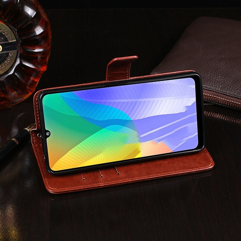 Für Huawei Y6P fallen kippen Brieftasche Geschäft Leder Fundas Telefon fallen für Huawei Y6P Abdeckung Capa mit Karte Slot Zubehör