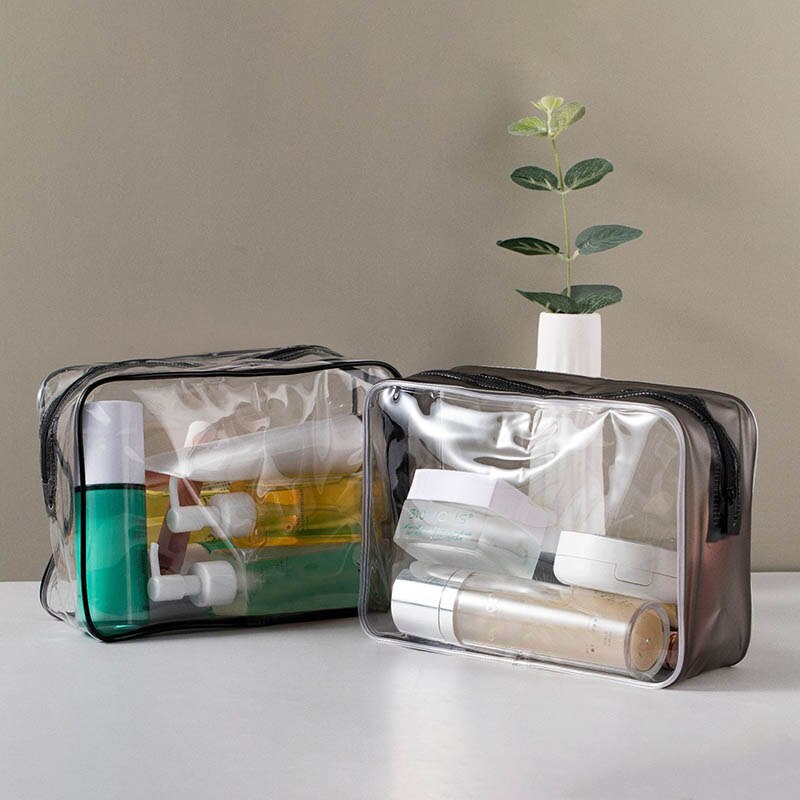 Neceser de viaje de PVC transparente, bolsa de aseo impermeable a la , nueva bolsa de almacenamiento de maquillaje, organizador de cosméticos de Pvc transparente