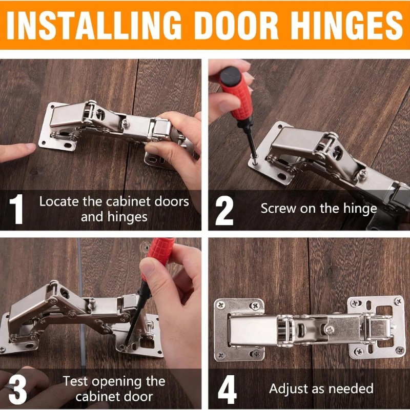 3/1PCS Steel Cabinet Hinges 175 Degree No-Drilling Hole Buffer Hinge Kitchen Cupboard Concealed Hinges Furniture Hardware Kit