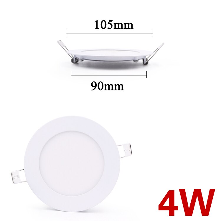 LED panel light Ultra thin Downlight lamp 3W 4W 6W 9W led ceiling lights recessed grid downlight slim round panel light: Round white 4W