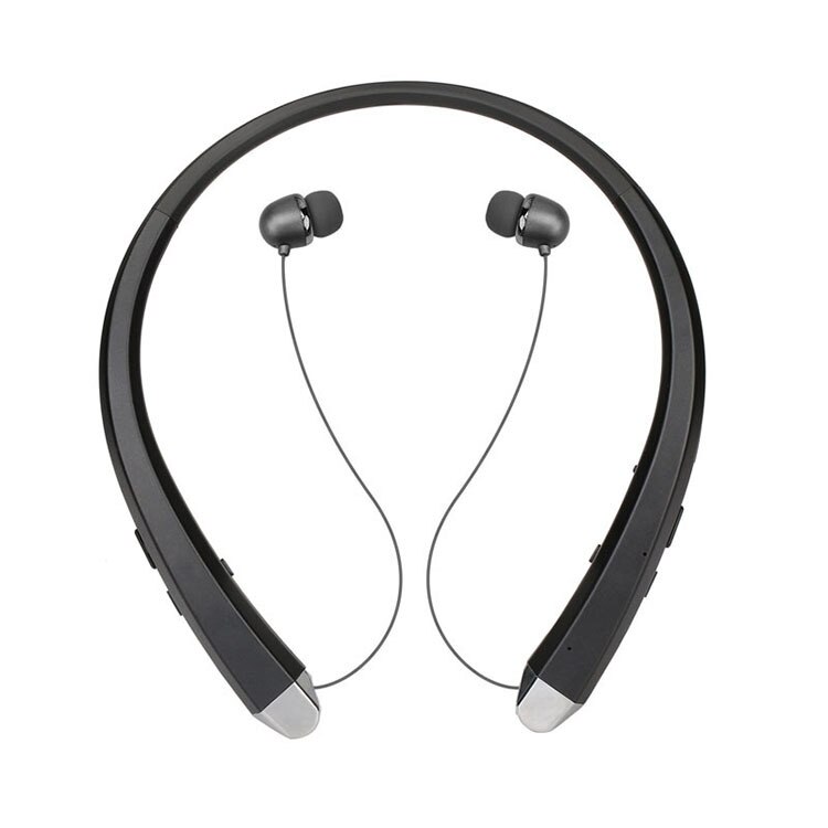 HBS-910 Bluetooth 4.1 Earphone CSR Tone Sports Neckband Mic Noise Cancelling Stereo Sweat Proof Handsfree Earphone: Black