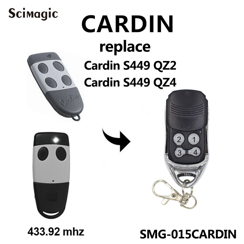 Cardin S449 QZ2 QZ4 Télécommande À Code Roulant 433mhz/pour CARDIN S476-TX2,S476-TX4 Télécommande de Porte De Garage de Commande: CARDIN Rolling code