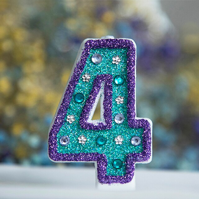 Kid Mermaid Diamond Glitter Number Birthday Candles Cake Topper Birthday Wedding Digital Cakes Dessert Decor Birthday Decoration: 4