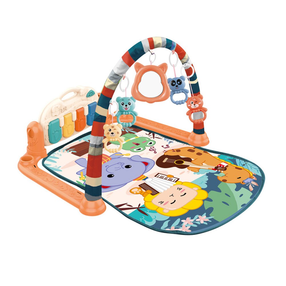 Baby legemåtte gym legetøj gaming tæppe 0-36 måneder blød belysning rasler børnemusikmåtte blå lyserød baby pædagogisk legetøj: Orange