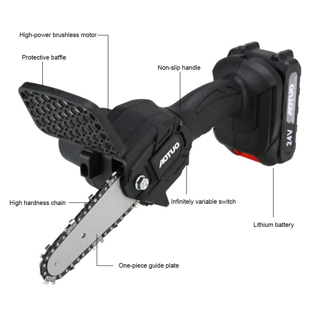 550W Chainsaw Rechargeable Chainsaw Small Handheld Chainsaw Woodworking Pruning Saw One-handed Saw Wood Garden Tool