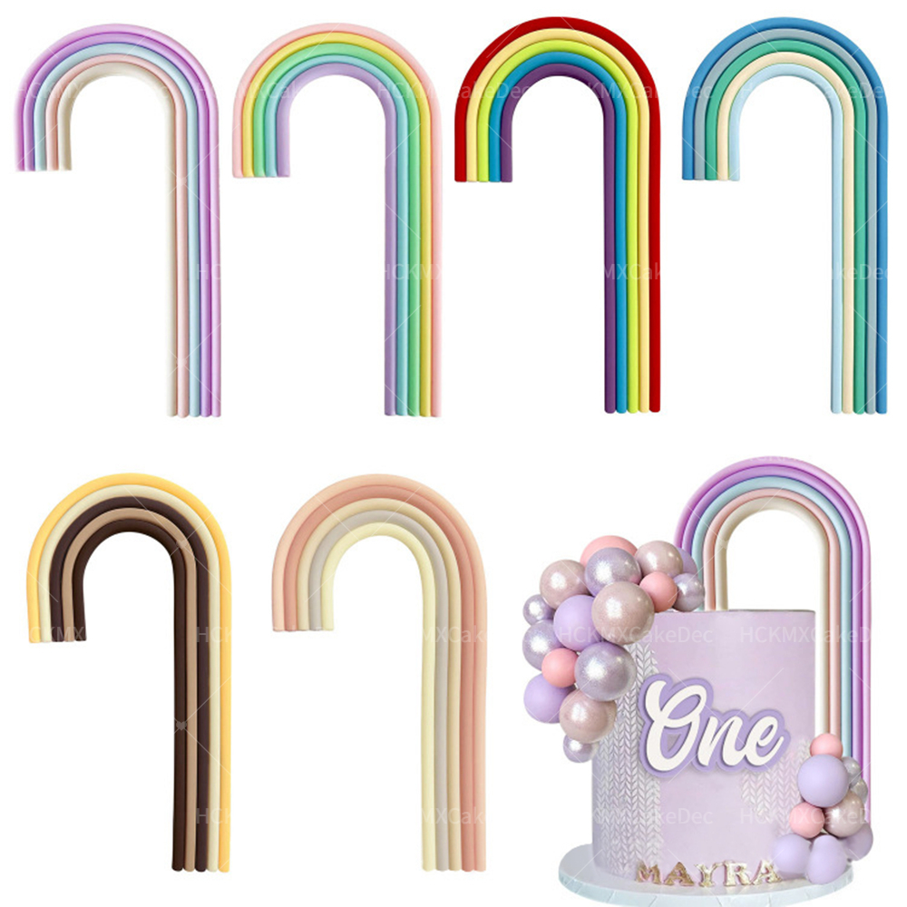 1pc Rainbow Cake Topper Set Large Small Rainbows Cake Topper Pink Blue Brown DIY Boho Birthday Wedding Party Cake Baby Shower