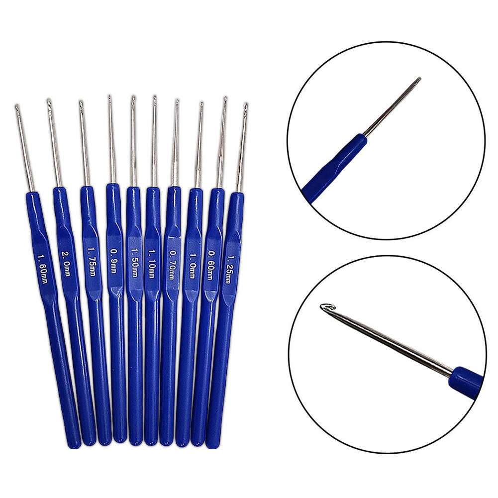 10pcs DIY Craft Portable For Beginner Knitting Needle Ergonomic Easy Use Aluminum Crochet Hook Set Long Handle