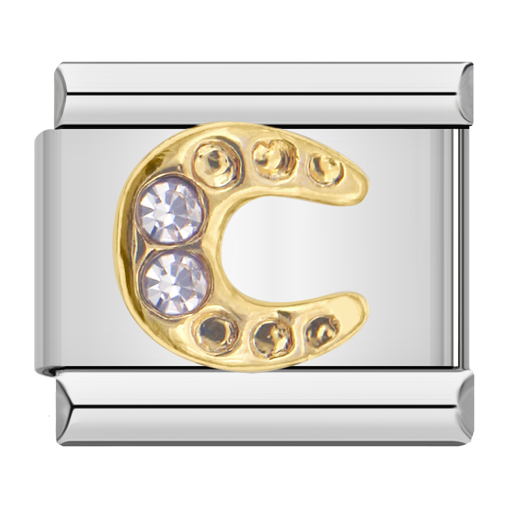 Hapiship moda popolare dolce corona ala stella rotonda CZ Charm link misura 9mm braccialetto in acciaio inossidabile fai da te fare gioielli DJ013: A