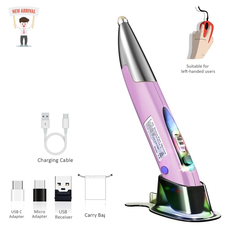 Bolígrafo ratón inalámbrico en forma de pluma Vertical, bolígrafo ratón óptico inalámbrico USB, 2,4G, 4 botones, para ordenador de escritorio/portátil
