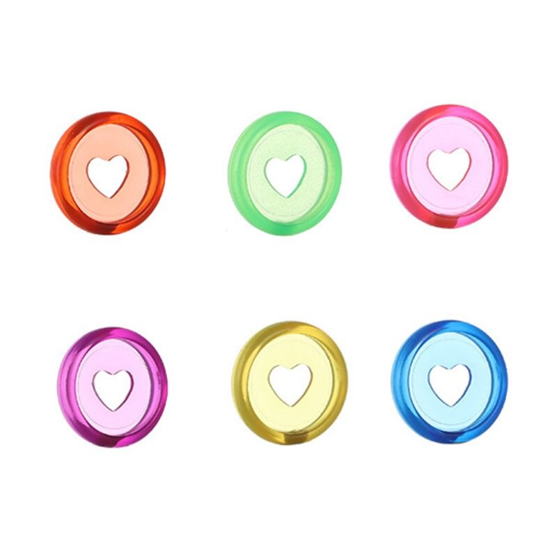 20pcs 24mm Transparent Heart Binder Rings Mushroom Hole Loose Leaf Notebook Disc 090F