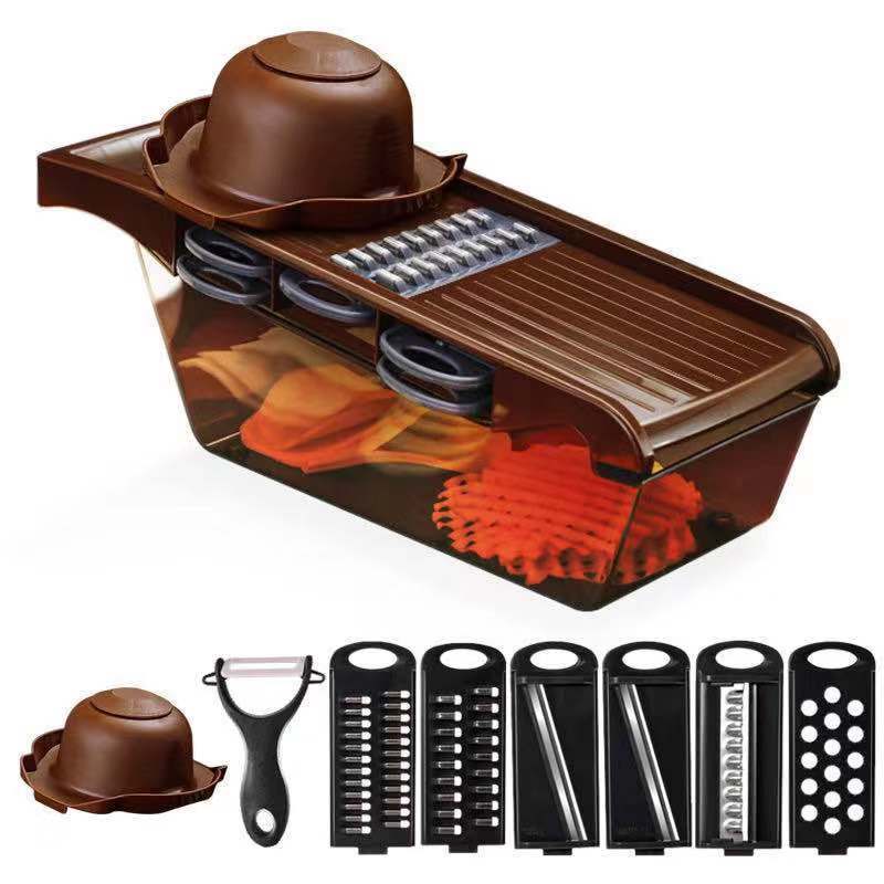 Mandoline snijder groentesnijder fruit aardappelschiller wortelrasp keukenaccessoires mand groentesnijder gereedschap овощерезк: C