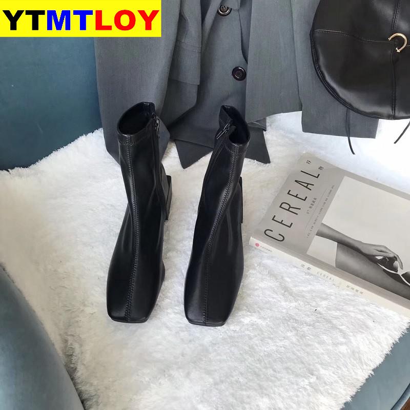 Starke ferse mit kurzen stiefel einzelnen Stiefel kurze röhre flut herbst neue weiche niedrigen ferse quadratischen kopf größe 35-39