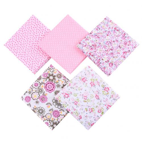 5Pcs 50cmx50cm Cotton Fabric Printed Cloth Sewing Quilting Fabrics for Patchwork Needlework DIY Handmade Material Cotton Fabric: Pink