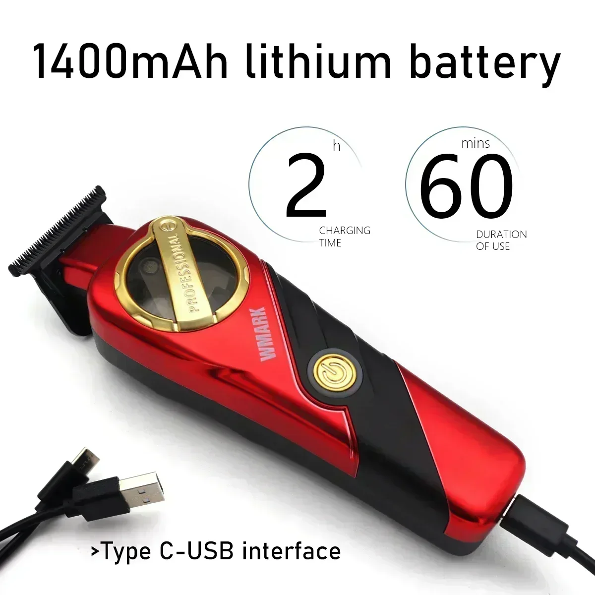 WMARK NG-9213 for Men Finishing Machine 9000 RPM Magnetic Motor Zero Gapped DLC T-Blade Hair Trimmer Hair Clipper