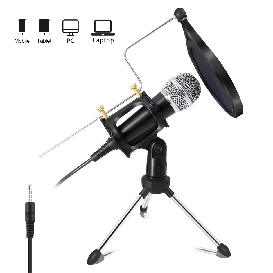Recording Condenser Microphone Mobile Phone Microphone 3.5mm Jack Microfone For Computer PC Karaoke Mic For Phone