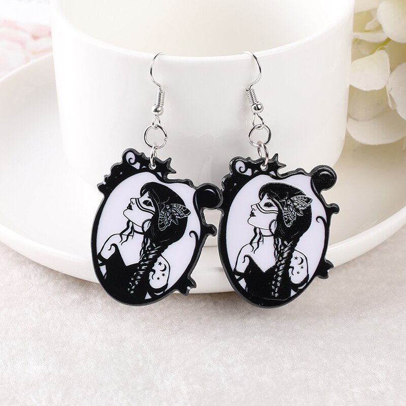 1Pair Wicca Witch Dead Moth Girl Dangle Earrings Acrylic Pagan Earring for Women Birthday: Hot Stamping