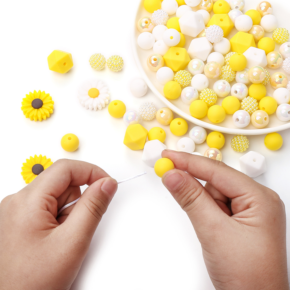 Perles de dentition en silicone pour bébé, 70 pièces, de alimentaire, pour bricolage, tétine, collier, accessoires