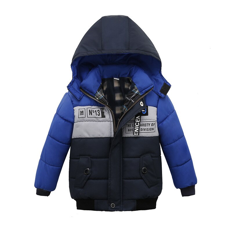 Doudoune chaude en coton pour enfant, Parka à capuche, vêtement d'extérieur Long et épais, à la , collection hiver: Navy / 2T