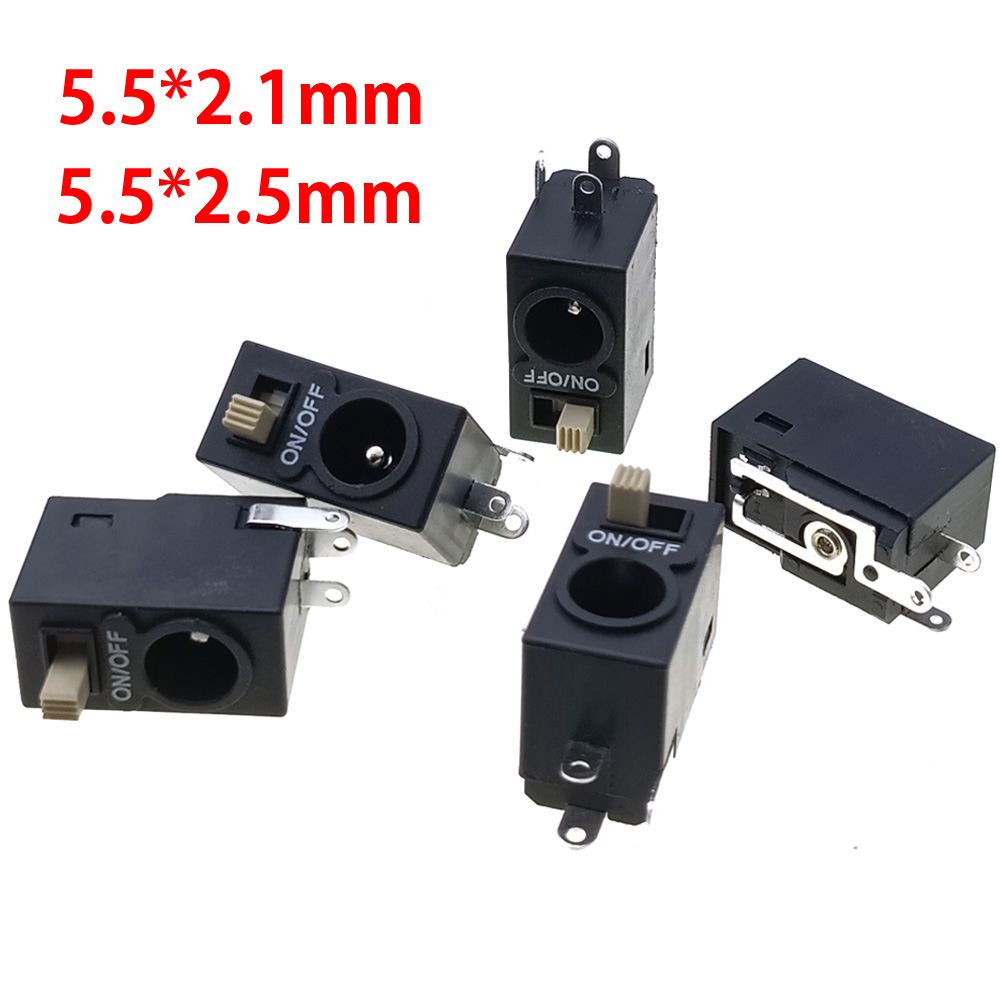 5.5*2.1mm 5.5*2.5mm DC Power Jack Socket 3A 12V DC Connectors Supply Socket Manual electric tool charging interface with NO/OFF