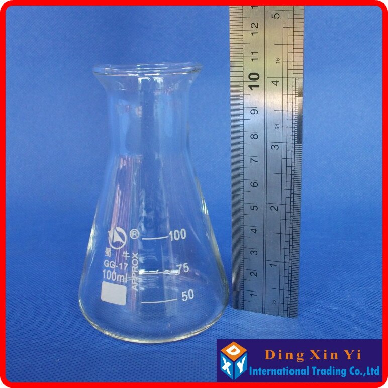 (4 pcs/lot) 100ml Glass Erlenmeyer Flask glass conical flask 100ml Laboratory use glass triangle flask BORO glass,GG17,Pyrex