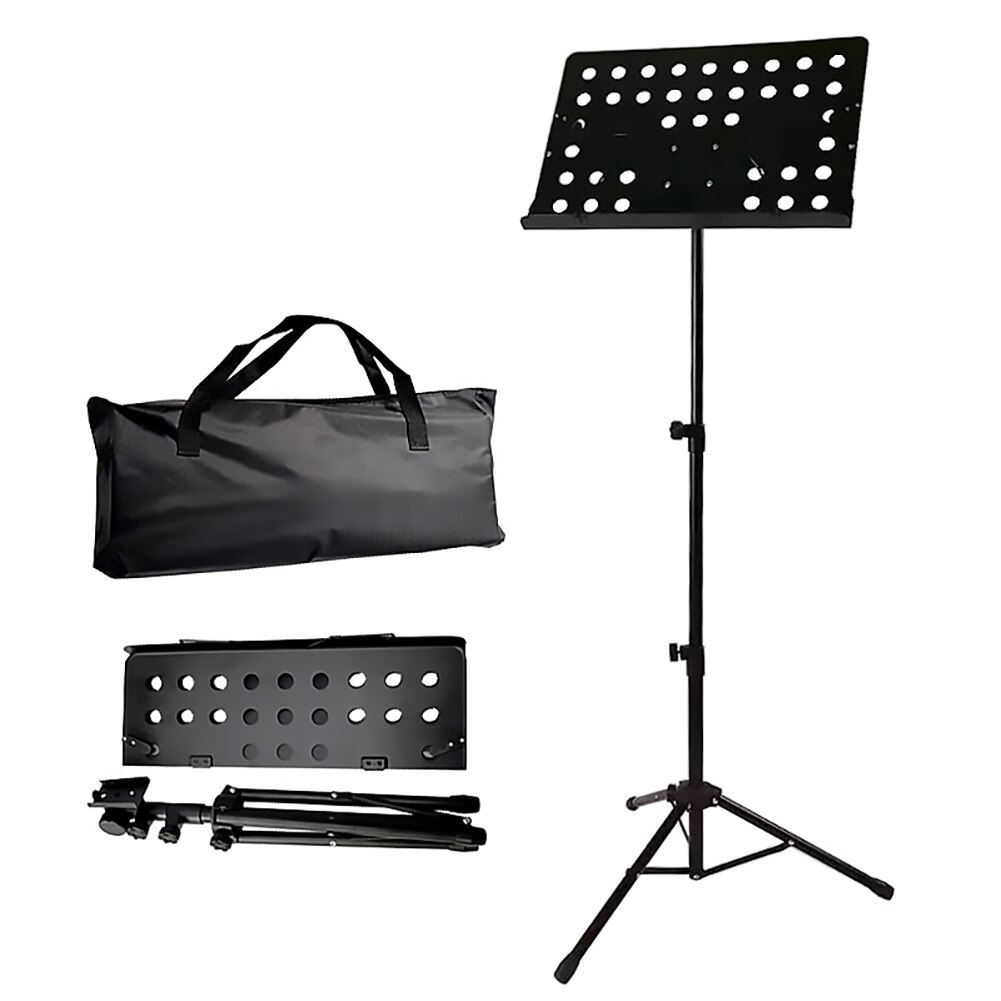 Portable Metal Music Stand Adjustable Height Detachable Musical Guitar Instruments For Piano Violin Guitar Sheet Music Black