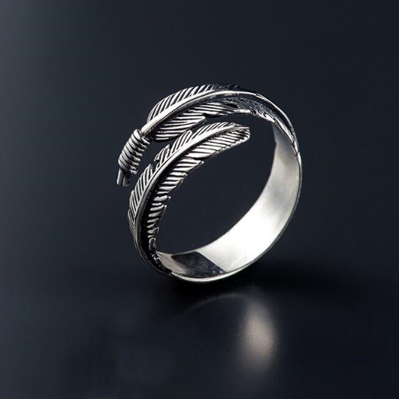 Minimalistische Retro Zilver Kleur Verstelbare Opening Ring Creatieve Veer Vlinder Boomtak Vinger Ring Voor Vrouwen Charm Sieraden
