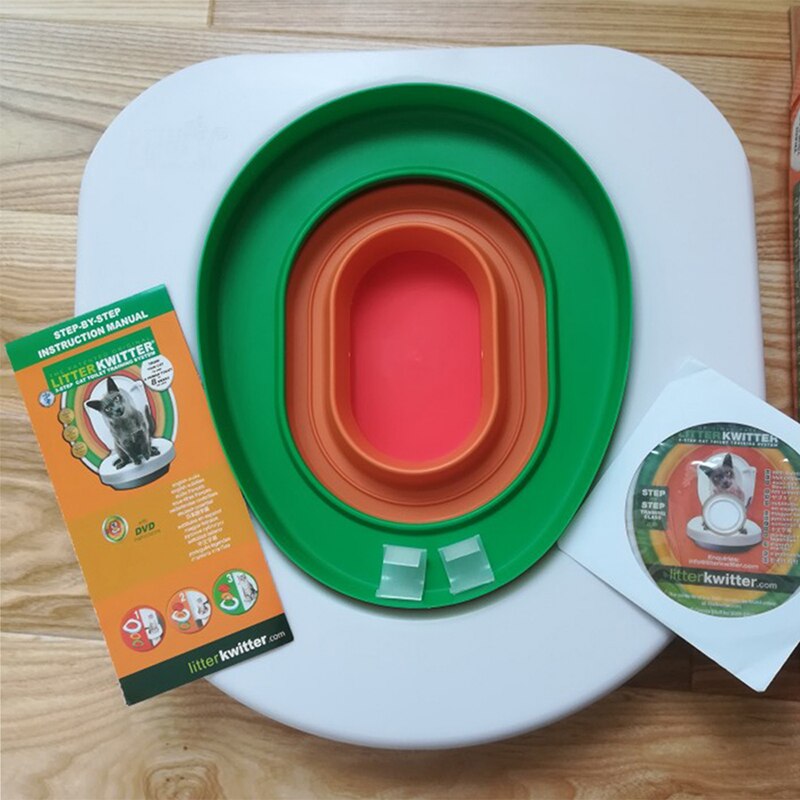 Cat Litter Tray Training Kit Folding Litter Box Cat Toilet Trainer Toilet Pet Cleaning Training Litter Kwitter Plastic Toilet: Colorful