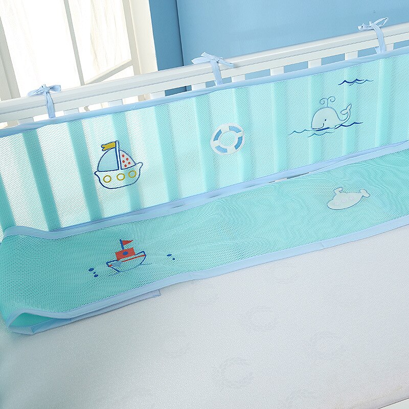 Four Seasons Universal Baby crib bumper Bed Surround Breathable Nets Summer Bedband Baby Bedding Kit: Sky Blue